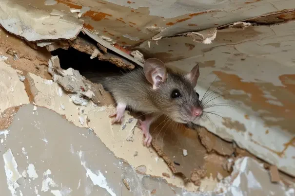 Maus in der Decke, die duchschaut